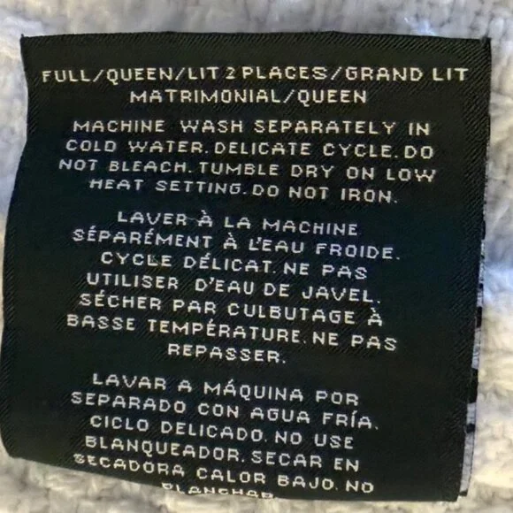 Lauren Ralph Lauren Blanket 100% Cotton Full / Queen White Basketweave Luxury - Picture 10 of 10